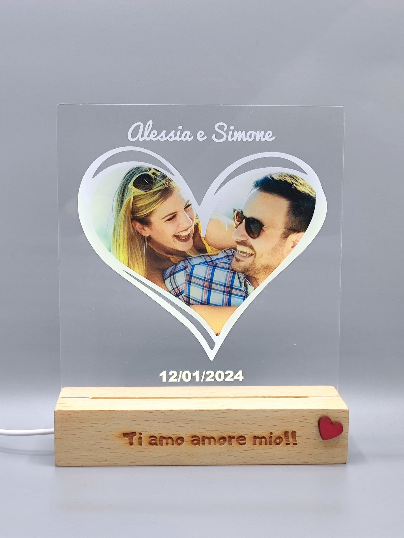 Lampada  Personalizzata Con Foto (Cuore)