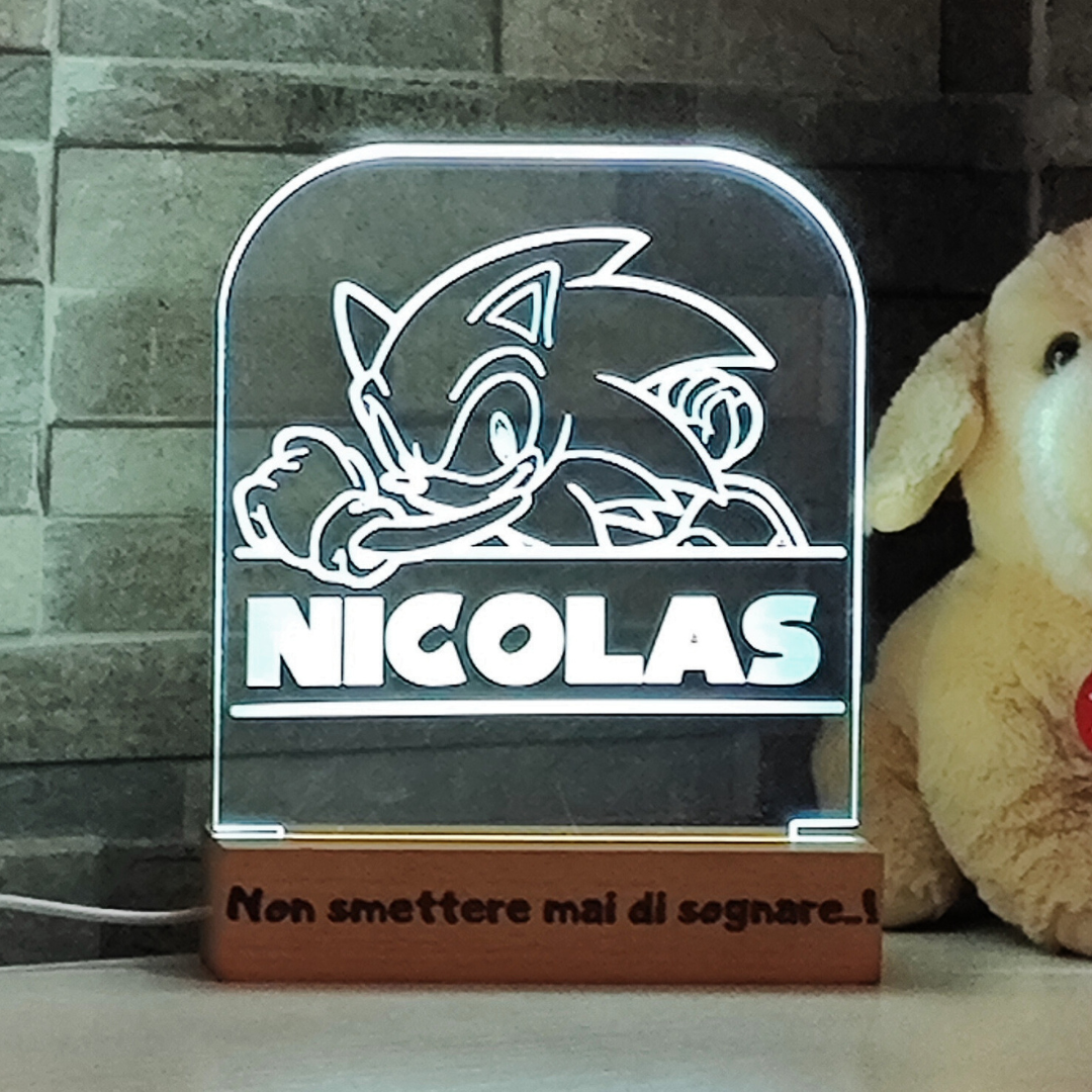 Luce Notturna Personalizzata | Regalo Bambino Sonic | Sport Basket | Luce Notturna Personalizzata| Effetto 3d Led | Gadget Giocattolo Sonic | Idea Regalo Compleanno (Papero)