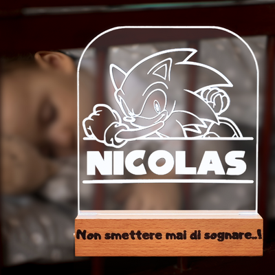 Luce Notturna Personalizzata | Regalo Bambino Sonic | Sport Basket | Luce Notturna Personalizzata| Effetto 3d Led | Gadget Giocattolo Sonic | Idea Regalo Compleanno (Papero)