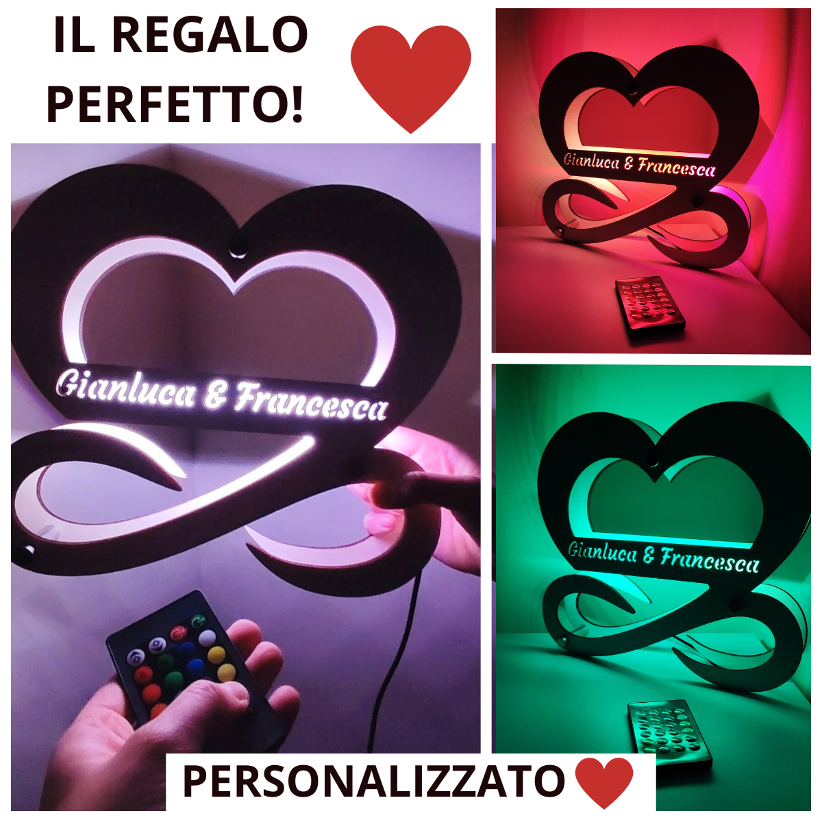 Lampada Led Personalizzata Amore Infinito Con Telecomando