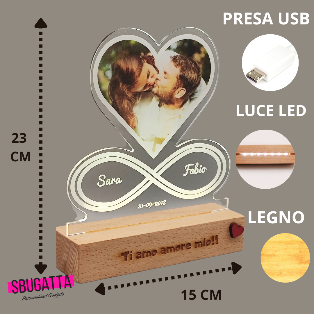 Lampada  Personalizzata Con Foto (Cuore Infinito)