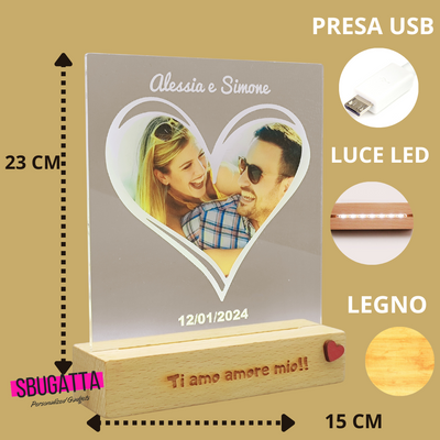 Lampada  Personalizzata Con Foto (Cuore)