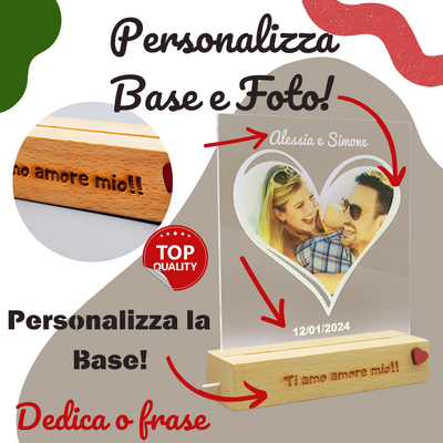 Lampada  Personalizzata Con Foto (Cuore)