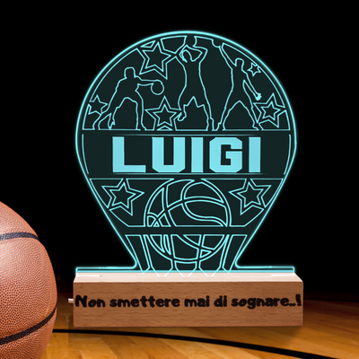 Lampada pallone Luce Notturna Personalizzata| Effetto 3d Led | Gadget Basket | Pallacanestro Calcio