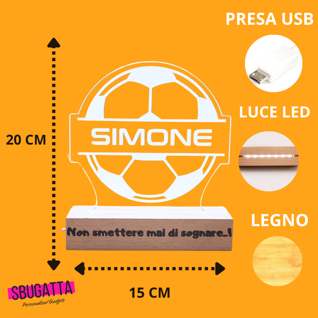 Lampada pallone Luce Notturna Personalizzata| Effetto 3d Led | Gadget Basket e Calcio