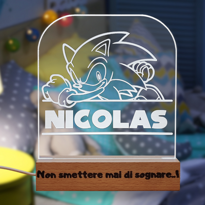 Luce Notturna Personalizzata | Regalo Bambino Sonic | Sport Basket | Luce Notturna Personalizzata| Effetto 3d Led | Gadget Giocattolo Sonic | Idea Regalo Compleanno (Papero)