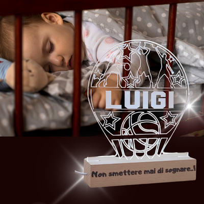 Lampada pallone Luce Notturna Personalizzata| Effetto 3d Led | Gadget Basket | Pallacanestro Calcio