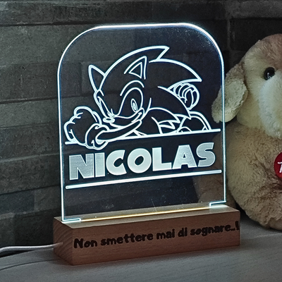 Luce Notturna Personalizzata | Regalo Bambino Sonic | Sport Basket | Luce Notturna Personalizzata| Effetto 3d Led | Gadget Giocattolo Sonic | Idea Regalo Compleanno (Papero)